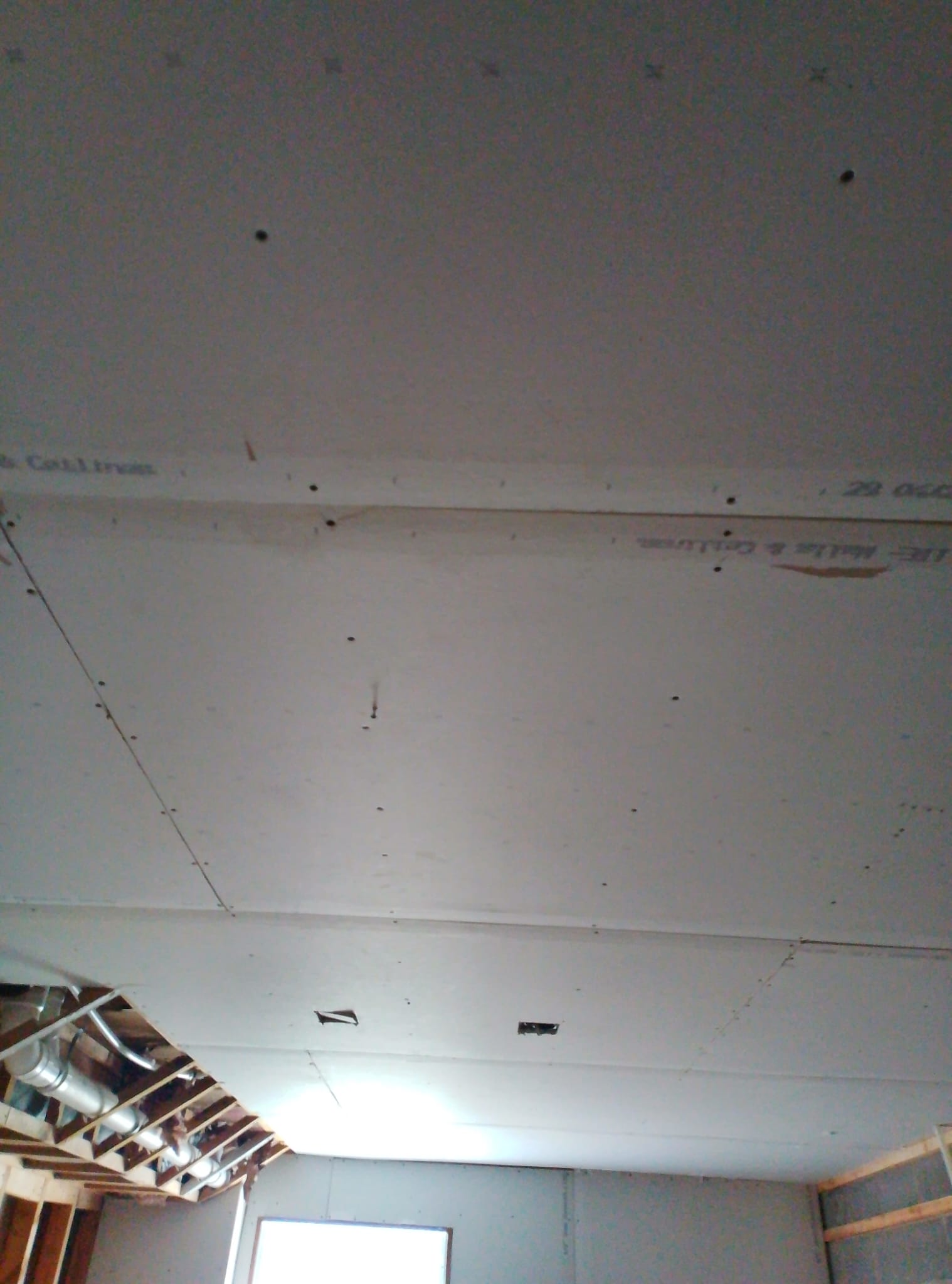 New ceiling drywall installation